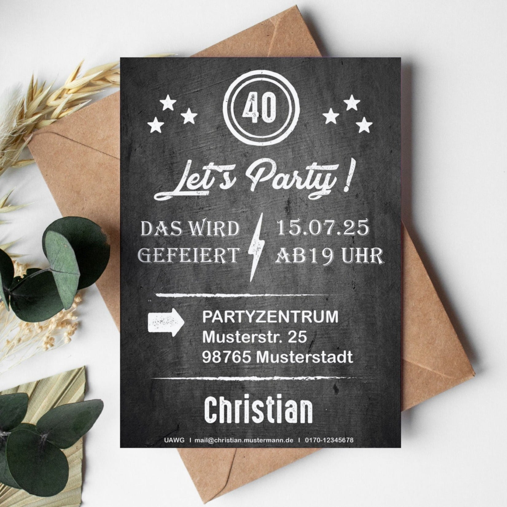 Einladung zum 40. Geburtstag: Let´s Party - Individuelle Einladung